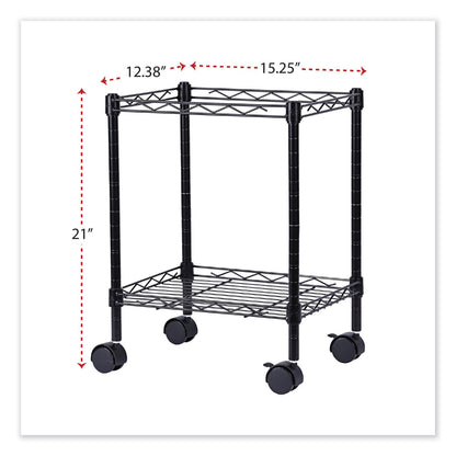 Alera Compact File Cart for Side-to-Side Filing, Metal, 1 Shelf, 1 Bin, 15.25" x 12.38" x 21", Black