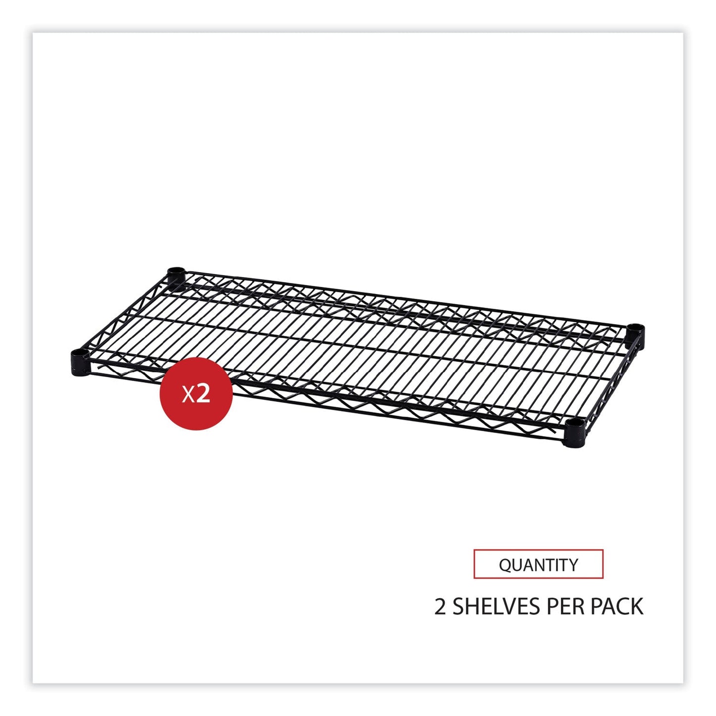 Alera Industrial Wire Shelving Extra Wire Shelves, 36w x 18d, Black, 2 Shelves/Carton
