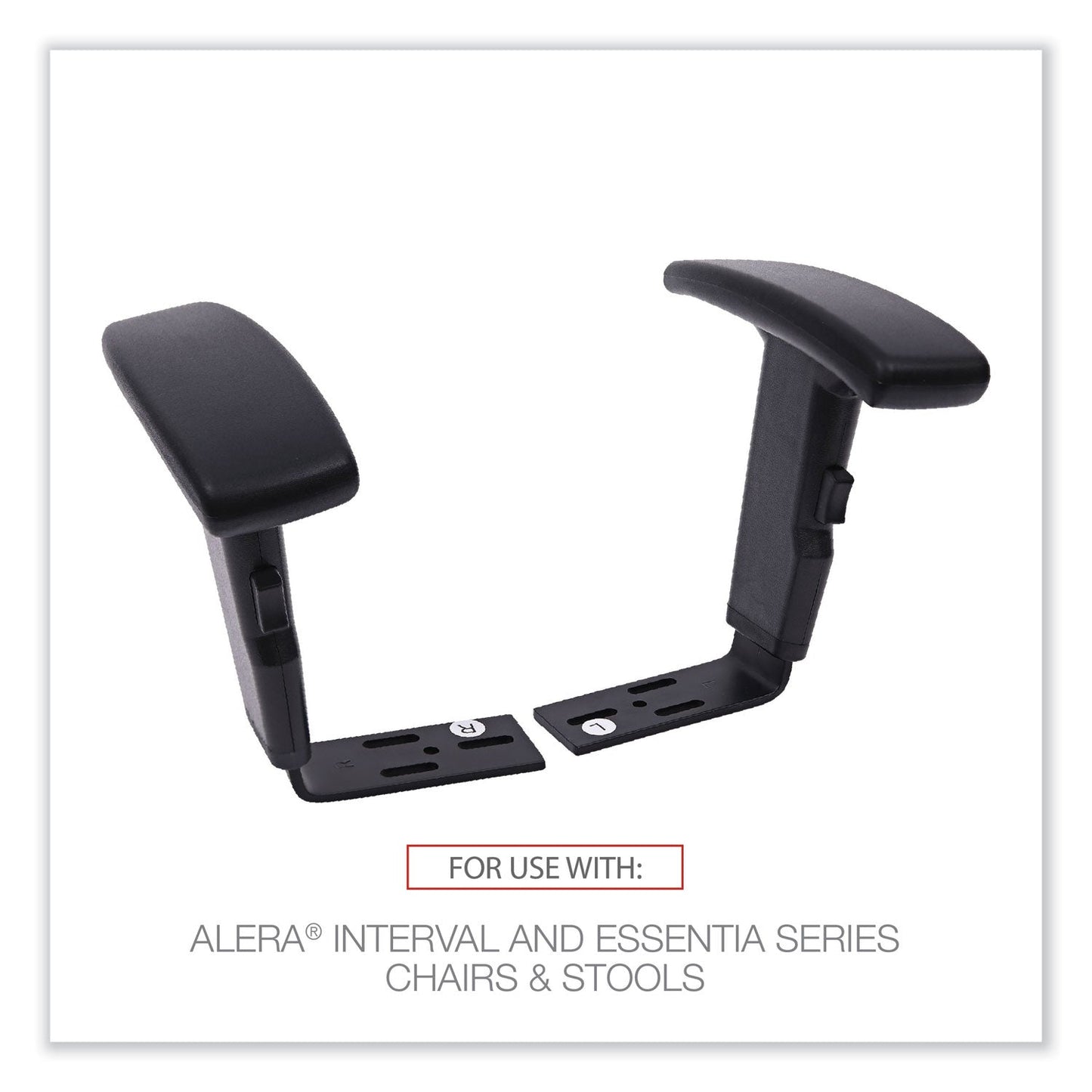 Alera Optional Height-Adjustable T-Arms for Alera Essentia and Interval Series Chairs, Black, 2/Set