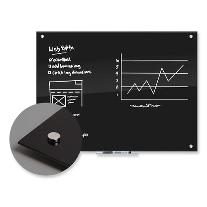 U Brands Black Glass Dry Erase Board, 35 x 23