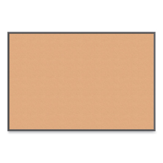 U Brands Cork Bulletin Board with Aluminum Frame, 70 x 47, Natural Surface, Black Frame