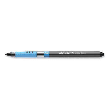 Schneider Slider Basic Ballpoint Pen, Stick, Extra-Bold 1.4 mm, Black Ink, Black Barrel, 10/Box