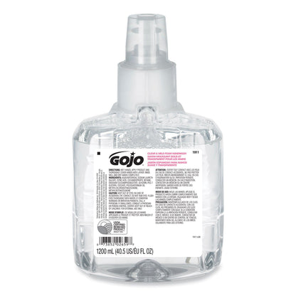 GOJO Clear and Mild Foam Handwash Refill, For GOJO LTX-12 Dispenser, Fragrance-Free, 1,200 mL Refill, 2/Carton