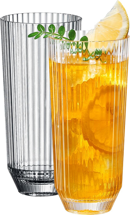 Khen Shatterproof Acrylic Ribbed Drinking Glasses Set of 2