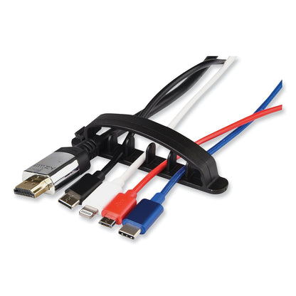 RCA Five Channel Cable Holder, 0.75" x 3.35", Black, 3/Pack
