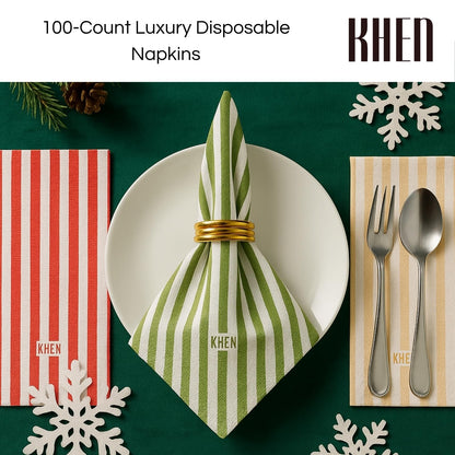 Tonal Striped Disposable Napkin Set 100 Pieces