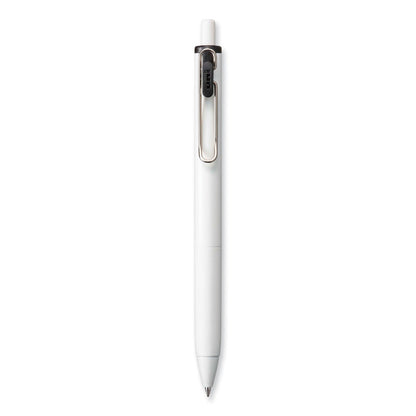 uniball uniONE Gel Pen, Retractable, Medium 0.7 mm, Black Ink, White Barrel, Dozen