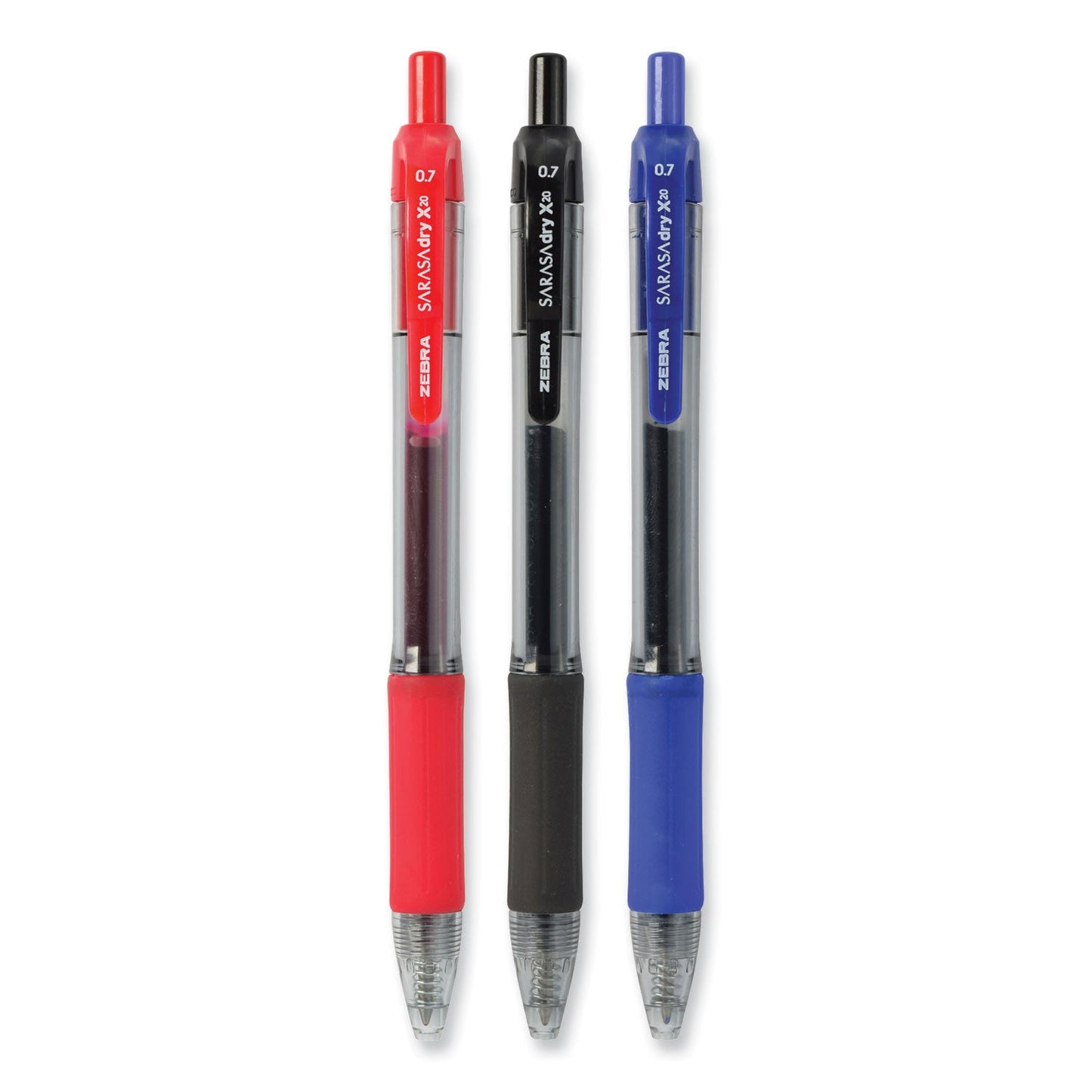 Zebra Sarasa Dry Gel X20 Gel Pen Value Pack, Retractable, Medium 0.7 mm, Black Ink, Smoke Barrel, 24/Box