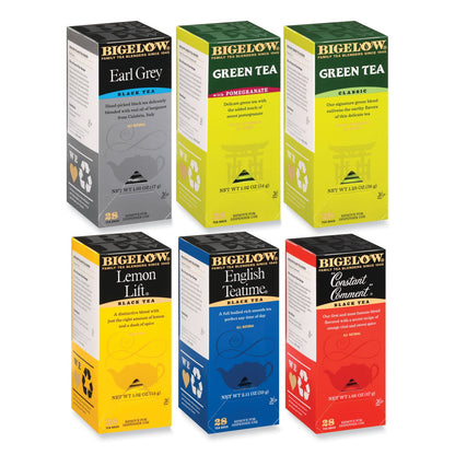 Bigelow Assorted Tea Packs, Six Flavors, 28/Box, 168/Carton