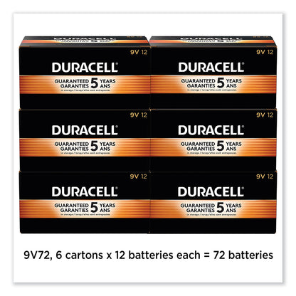 Duracell CopperTop Alkaline 9V Batteries, 72/Carton