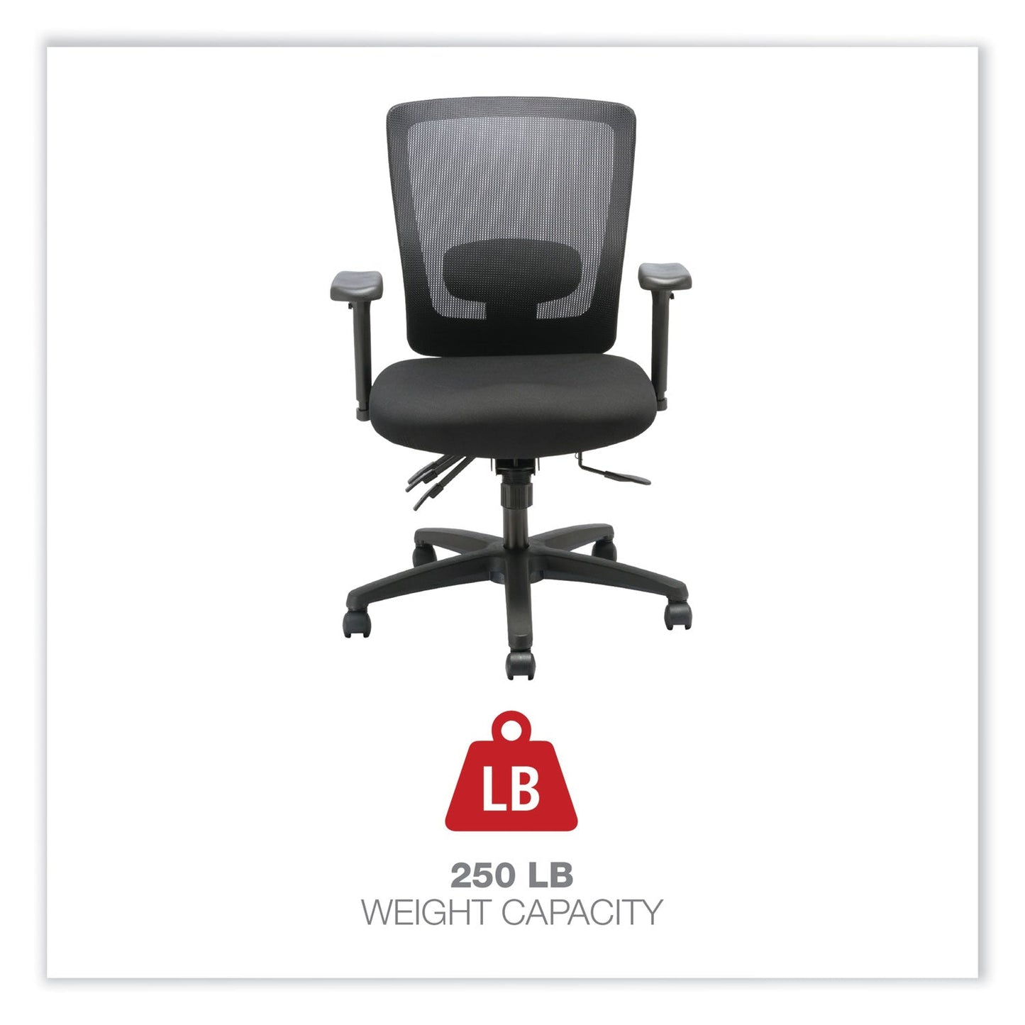 Alera Envy Series Mesh Mid-Back Swivel/Tilt Chair, Supports Up to 250 lb, 16.88" to 21.5" Seat Height, Black