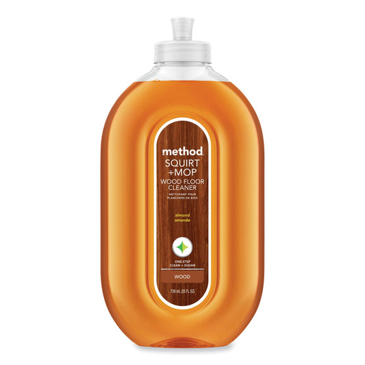 Method Squirt + Mop Wood Floor Cleaner, Almond Scent, 25 oz Squirt Bottle, 6/Carton