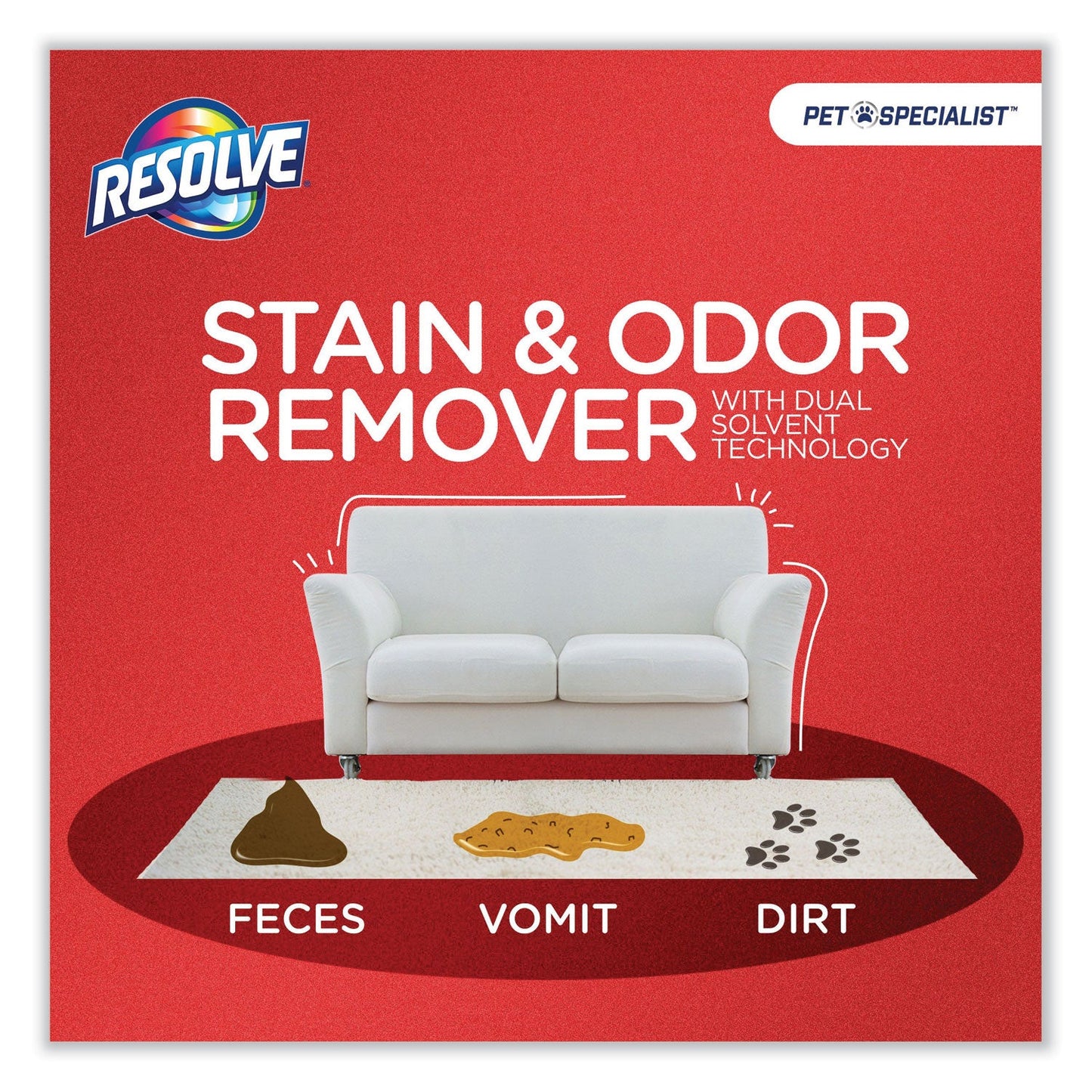 RESOLVE Pet Specialist Stain and Odor Remover, Citrus, 60 oz Refill Pour Bottle, 4/Carton