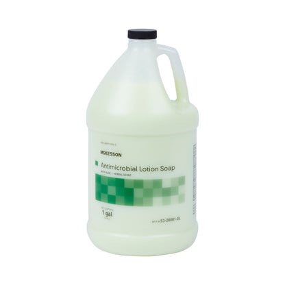 McKesson Antimicrobial Lotion Soap, Herbal Scent, 1-gallon jug 53-28081-GL
