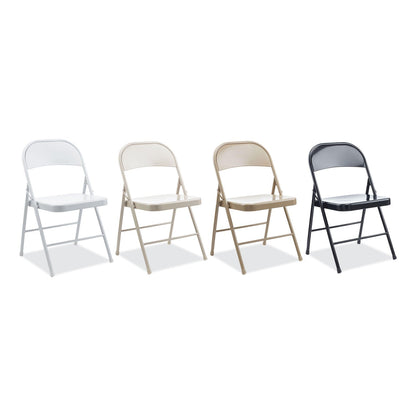 Alera Armless Steel Folding Chair, Supports Up to 275 lb, Tan, 4/Carton