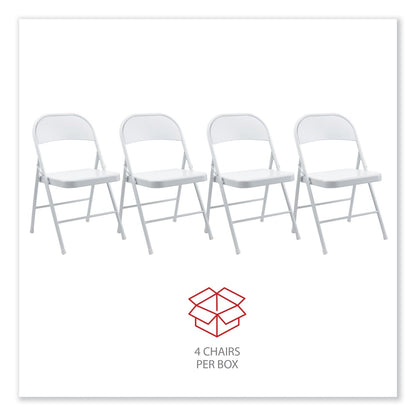Alera Armless Steel Folding Chair, Supports Up to 275 lb, Gray, 4/Carton
