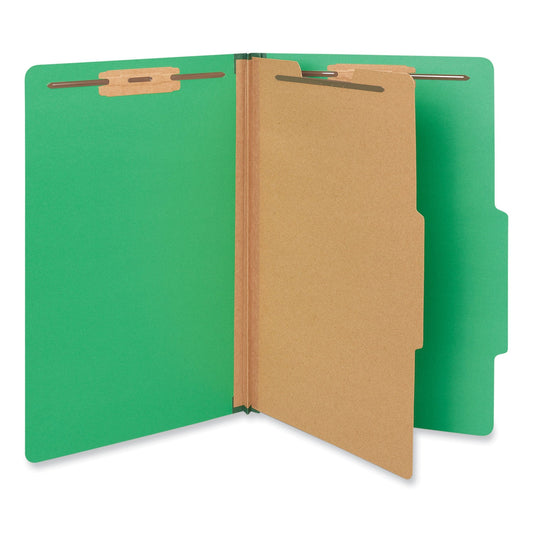 Universal Bright Colored Pressboard Classification Folders, 1 Divider, Legal Size, Emerald Green, 10/Box
