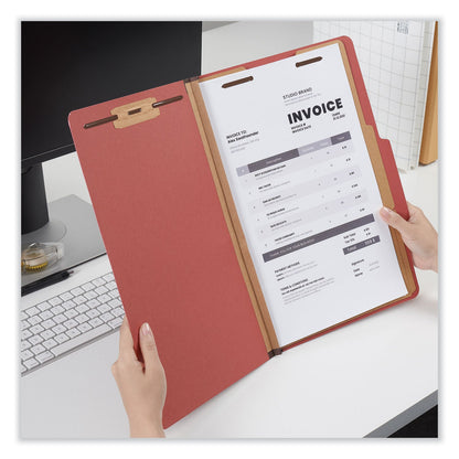 Universal Six-Section Classification Folders, Heavy-Duty Pressboard Cover, 2 Dividers, 2.5" Expansion, Legal Size, Brick Red, 20/Box