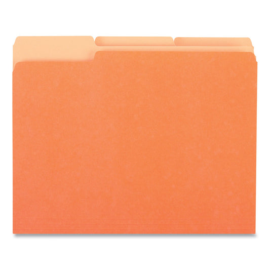 Universal Deluxe Colored Top Tab File Folders, 1/3-Cut Tabs: Assorted, Letter Size, Orange/Light Orange, 100/Box