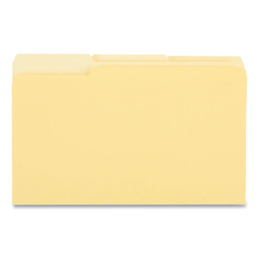 Universal Deluxe Colored Top Tab File Folders, 1/3-Cut Tabs: Assorted, Legal Size, Yellow/Light Yellow, 100/Box
