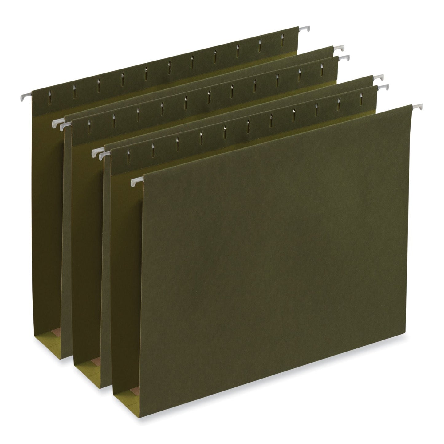 Universal Box Bottom Hanging File Folders, 2" Capacity, Letter Size, 1/5-Cut Tabs, Standard Green, 25/Box