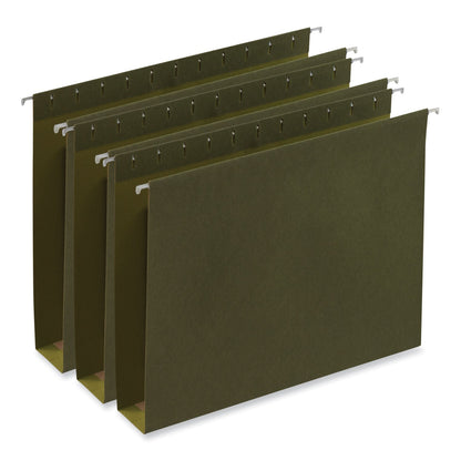 Universal Box Bottom Hanging File Folders, 2" Capacity, Letter Size, 1/5-Cut Tabs, Standard Green, 25/Box