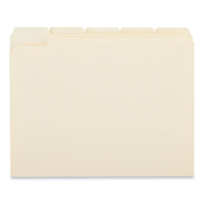 Universal Double-Ply Top Tab Manila File Folders, 1/5-Cut Tabs: Assorted, Letter Size, 0.75" Expansion, Manila, 100/Box