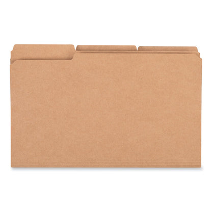 Universal Reinforced Kraft Top Tab File Folders, 1/3-Cut Tabs: Assorted, Legal Size, 0.75" Expansion, Brown, 100/Box