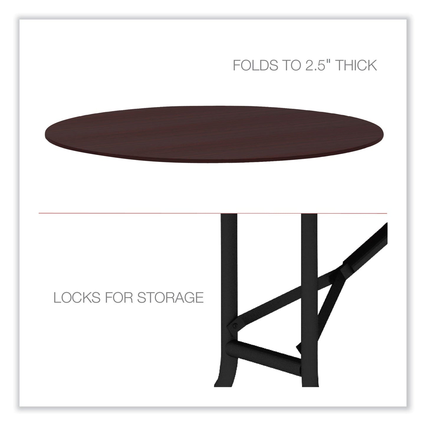 Alera Round Wood Folding Table, 59" Diameter x 29.13h, Mahogany