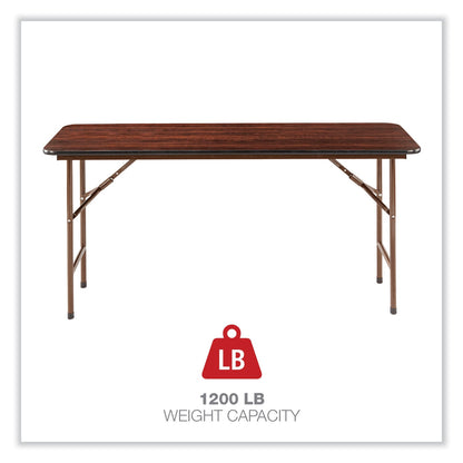 Alera Wood Folding Table, Rectangular, 59.88w x 17.75d x 29.13h, Mahogany