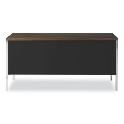 Alera Double Pedestal Steel Credenza, 60w x 24d x 29.5h, Mocha/Black