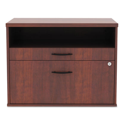 Alera Open Office Desk Series Low File Cabinet Credenza, 2-Drawer: Pencil/File, Legal/Letter, 1 Shelf,Cherry,29.5x19.13x22.88