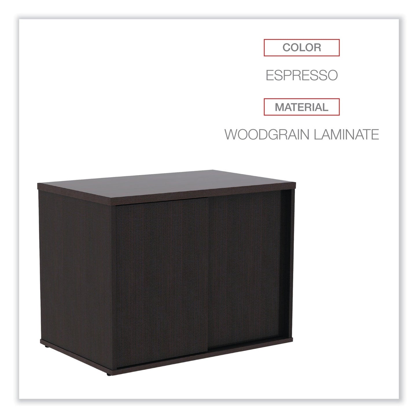 Alera Open Office Low Storage Cab Cred, 29.5w x 19.13d x 22.88h, Espresso