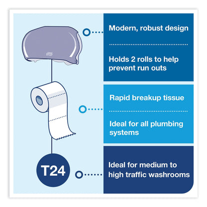 Tork Twin Standard Roll Bath Tissue Dispenser, 12.75 x 5.57 x 8.25, Smoke