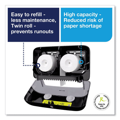 Tork Elevation Coreless High Capacity Bath Tissue Dispenser, 14.17 x 5.08 x 8.23, Black