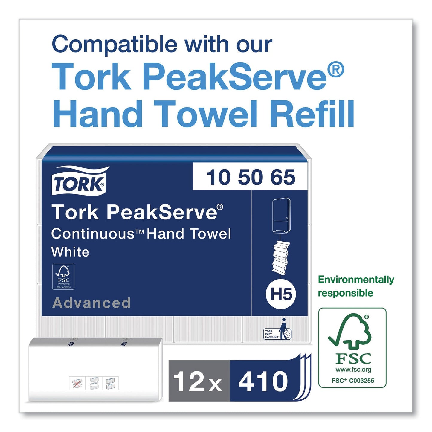 Tork PeakServe Continuous Hand Towel Dispenser, 14.57 x 3.98 x 28.74, Black
