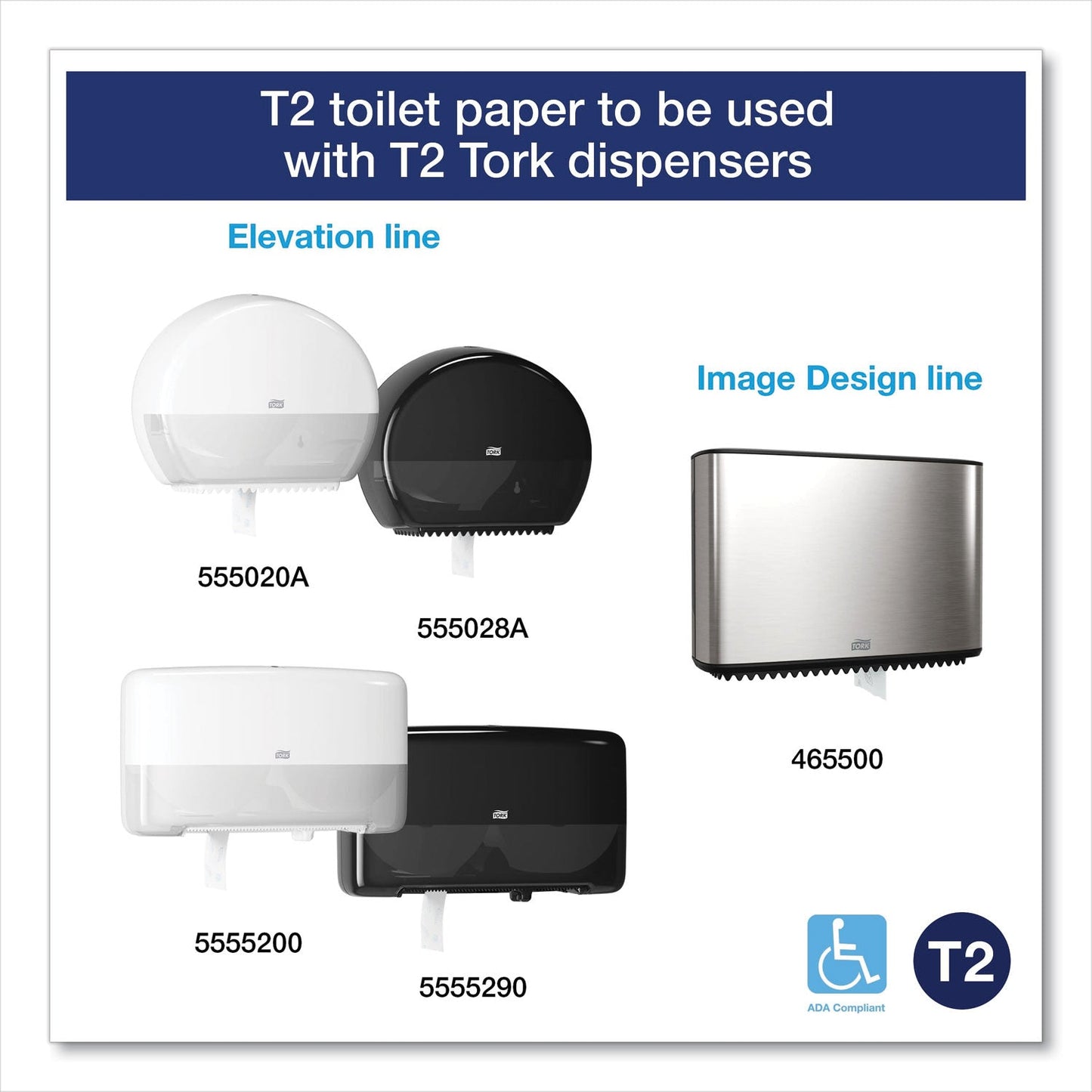 Tork Advanced Jumbo Bath Tissue, Septic Safe, 2-Ply, White, 3.48" x 751 ft, 12 Rolls/Carton