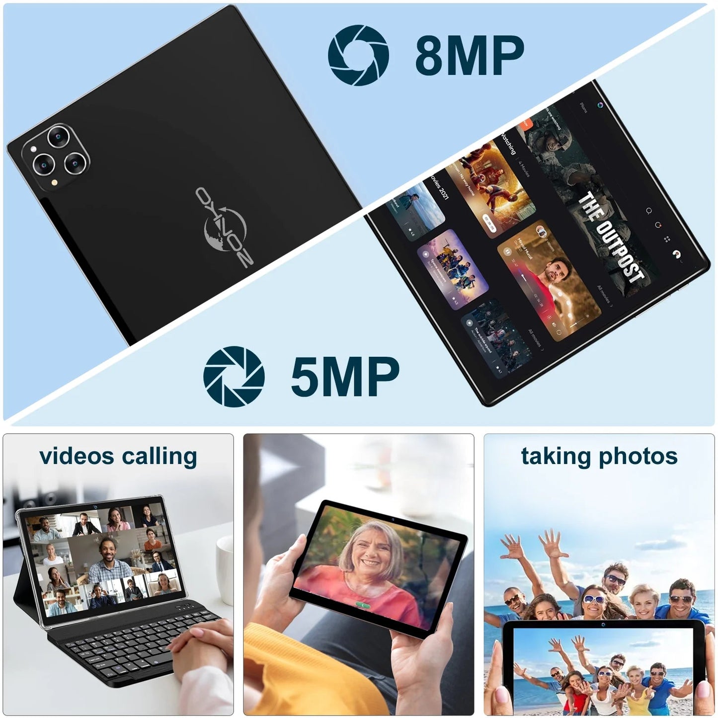 Tablet 2026 Newest Android 14 Tablet, 10 Inch Tablet,5G Wi-Fi Tablet Computer,2 in 1 Tablet with Keyboard, 128GB ROM+16(8+8)GB RAM + 1TB Expand,Octa-Core Processor,1920 * 1200 Ips,Bluetooth,Gps,Black