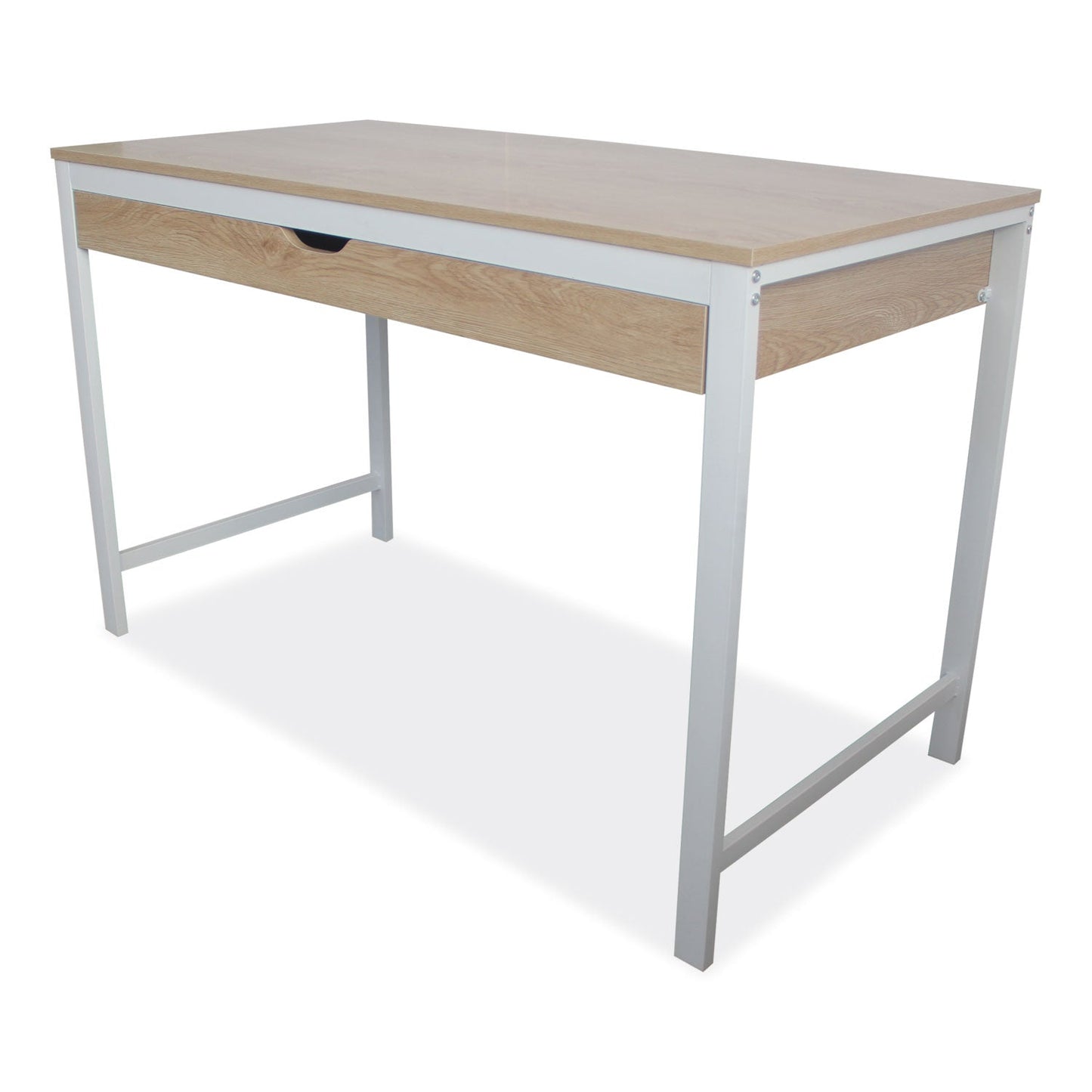 Workspace by Alera Modern Writing Desk, 47.24" x 23.62" x 29.92", Beigewood/White