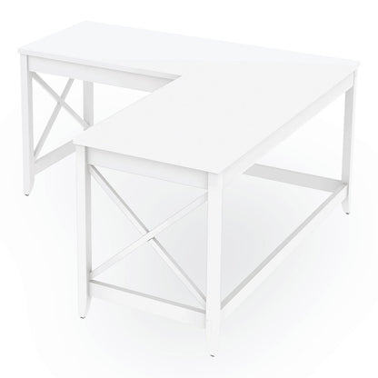 Workspace by Alera L-Shaped Farmhouse Desk, 58.27" x 58.27" x 29.53", White