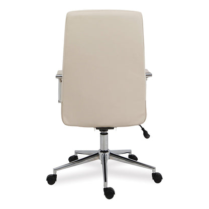Workspace by Alera Leather Task Chair, Supports Up to 275 lb, 18.19" to 21.93" Seat Height, White Seat, White Back