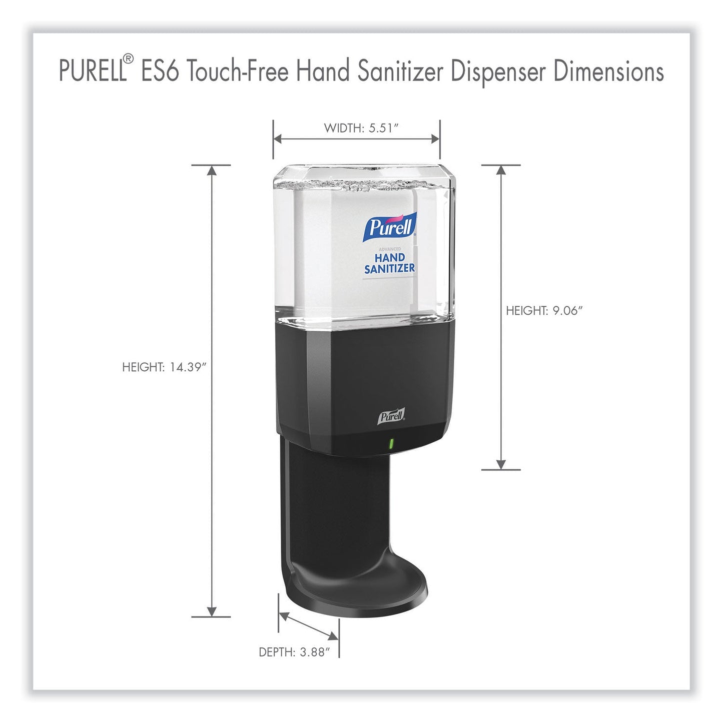 PURELL ES6 Touch Free Hand Sanitizer Dispenser, 1,200 mL, 5.25 x 8.56 x 12.13, Graphite