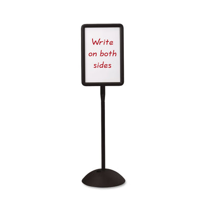 Safco Double Sided Sign, Magnetic/Dry Erase Steel, 18 x 18, White, Black Frame