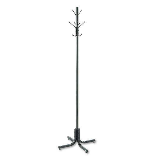 Safco Metal Costumer, Four Ball-Tipped Double-Hooks, 21w x 21d x 70h, Black