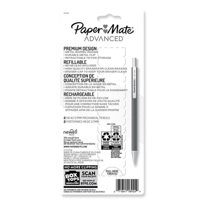 Paper Mate Advanced Mechanical Pencils, 0.7 mm, HB (#2), Black Lead, Gun Metal Gray; Rose Gold Barrel, 2/Pack