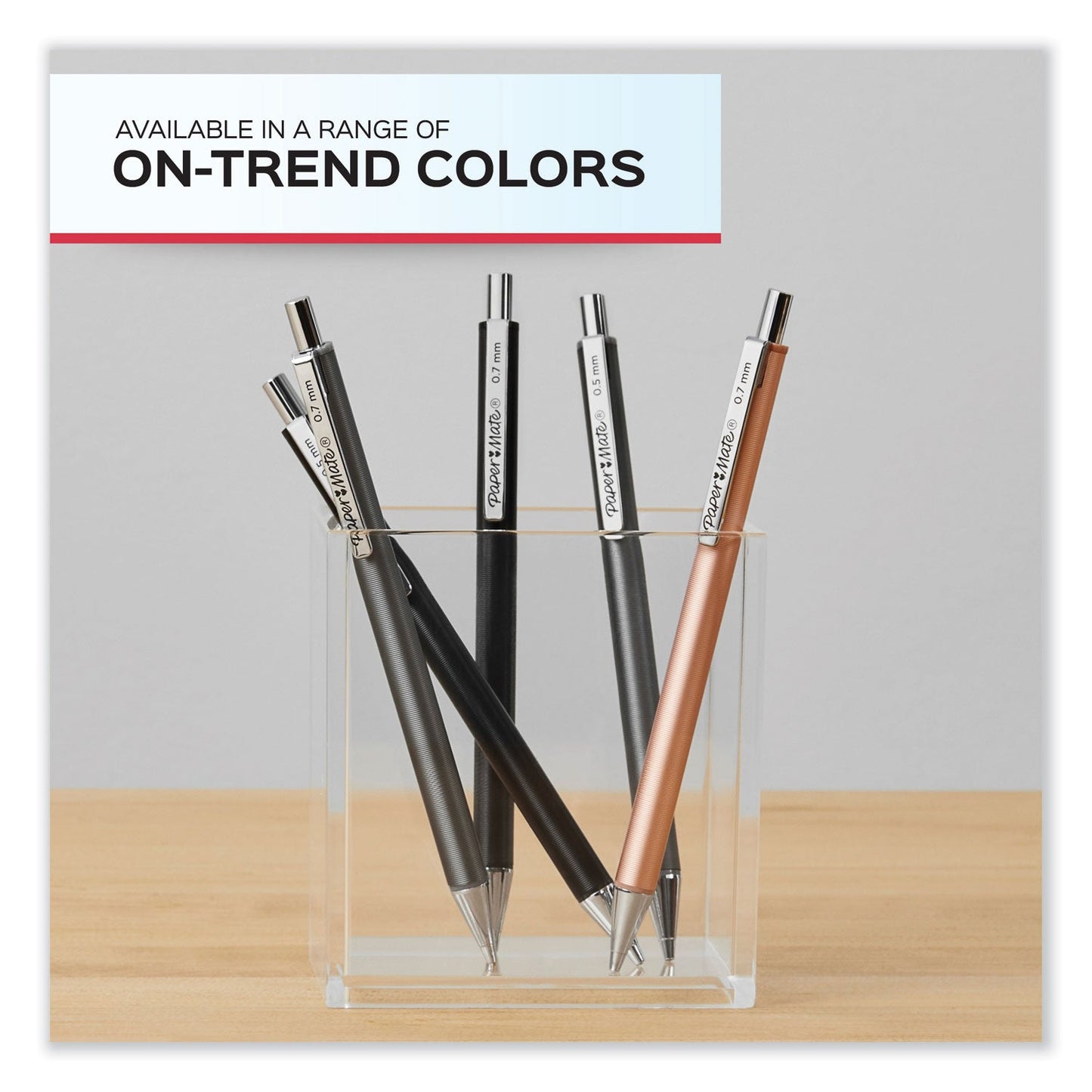 Paper Mate Advanced Mechanical Pencils, 0.5 mm, HB (#2), Black Lead, Black; Gray Barrel, 2/Pack