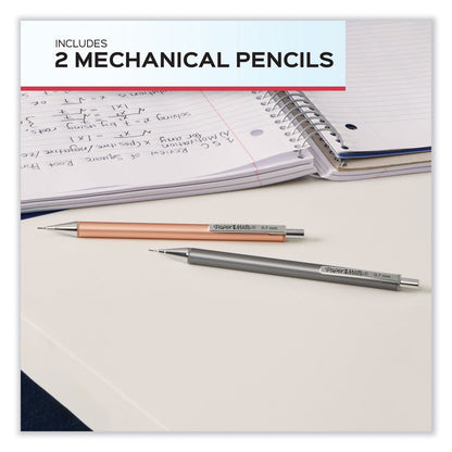 Paper Mate Advanced Mechanical Pencils, 0.5 mm, HB (#2), Black Lead, Black; Gray Barrel, 2/Pack
