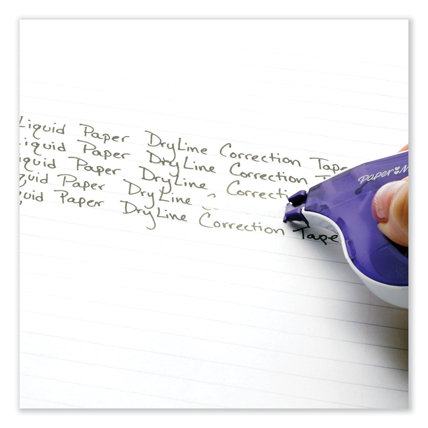 Paper Mate DryLine Correction Tape, Non-Refillable, Green/Purple Applicators, 0.17" x 472", 2/Pack