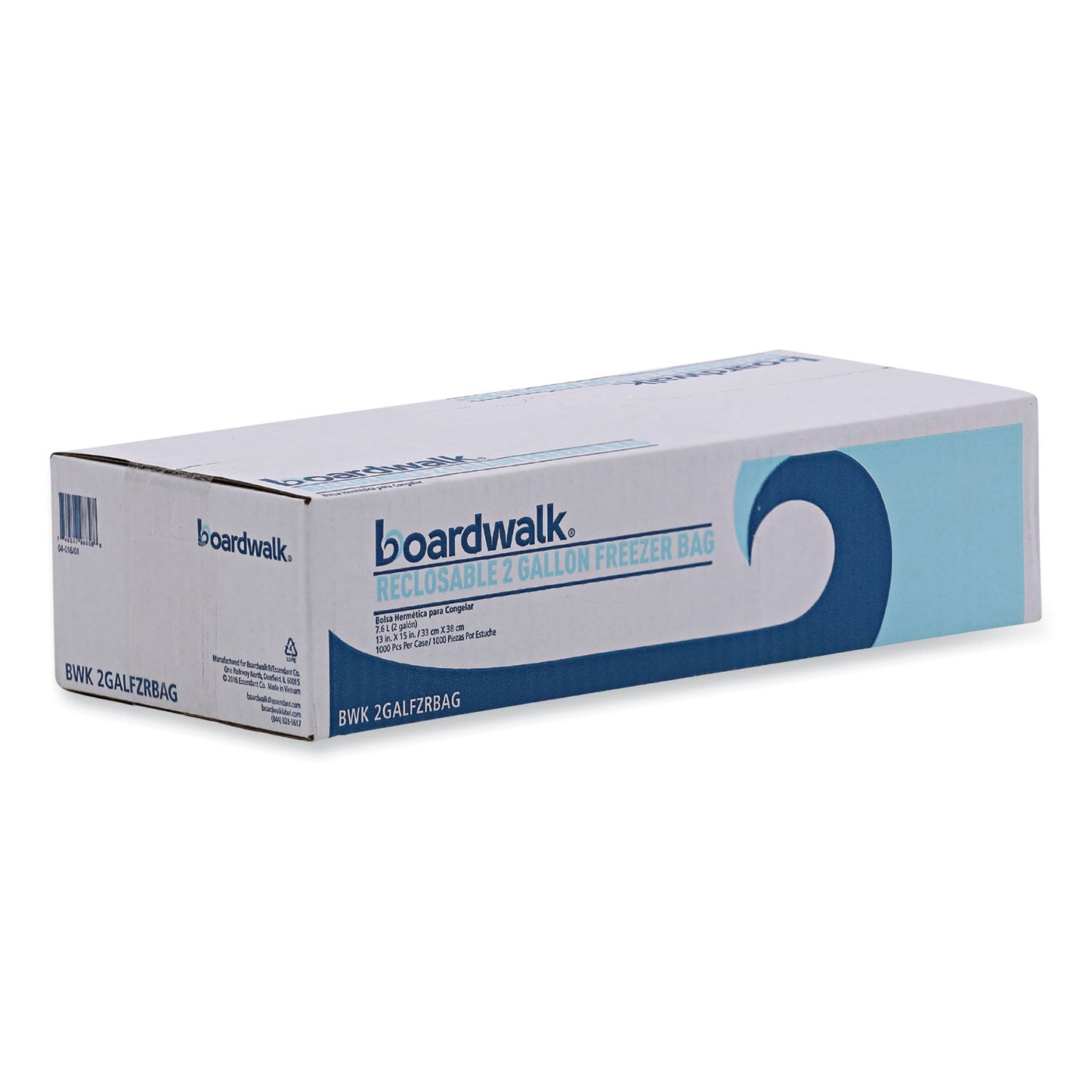 Boardwalk Reclosable Food Storage Bags, 2 gal, 2.7 mil, 13" x 15", Clear, 100/Box
