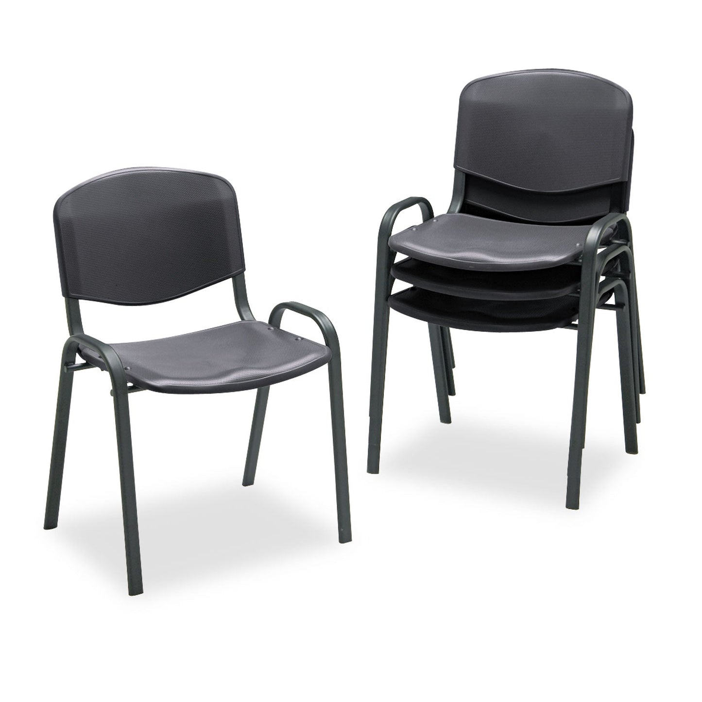 Safco Stacking Chair, Supports Up to 250 lb, Black, 4/Carton